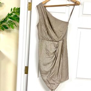ARMANI EXCHANGE one shoulder draped mini dress in taupe women’s size 0 luxury